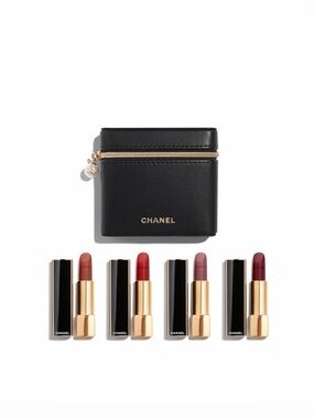 New CHANEL Rouge Allure Velvet Les Perles Limited Edition Pouch Lipsticks Set 4